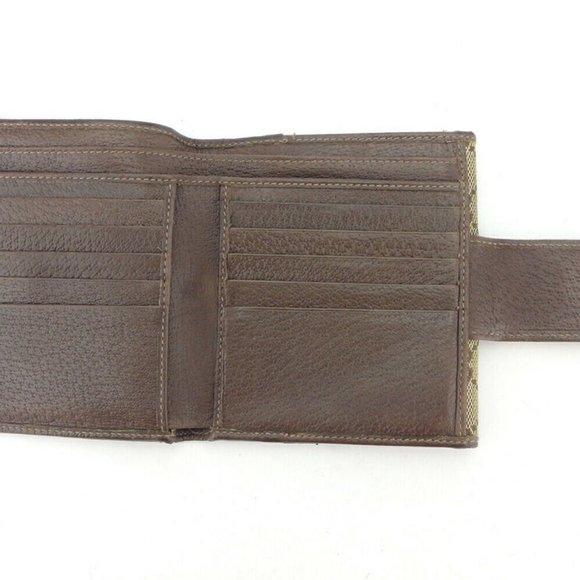 Gucci W Hook Wallet GG Canvas Beige Canvas ~ Leather Auth Used G1429 - Picture 10 of 10